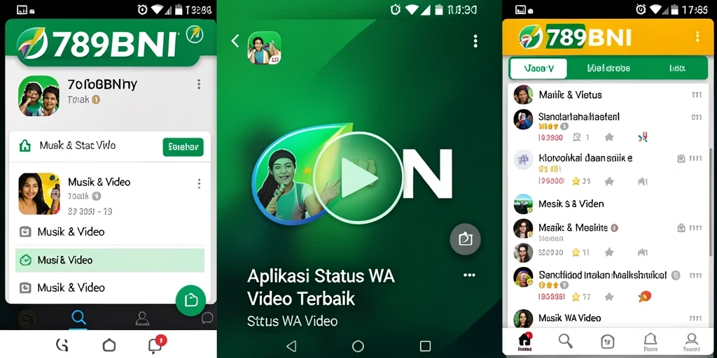 Tampilan antarmuka 789BNI menampilkan berbagai pilihan video untuk status.