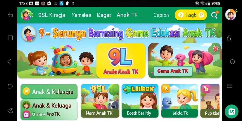 Tampilan antarmuka user-friendly dari Game Anak TK.