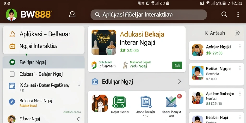 Antarmuka BW888 yang menarik dan interaktif untuk Belajar Ngaji.