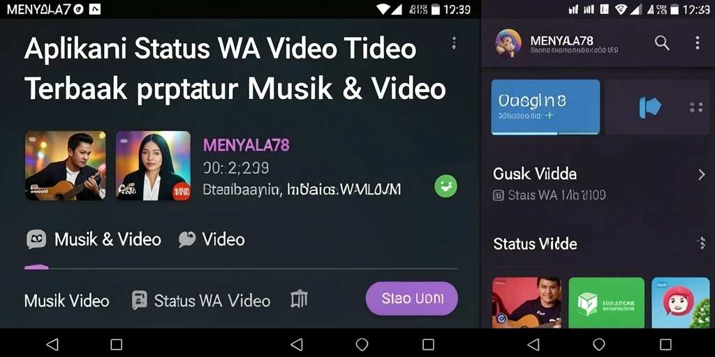 Antarmuka aplikasi MENYALA78 untuk Status WA Video