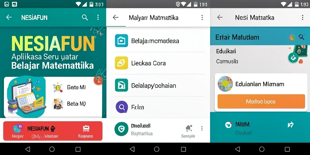 Antarmuka pengguna aplikasi NESIAFUN untuk Belajar Matematika.