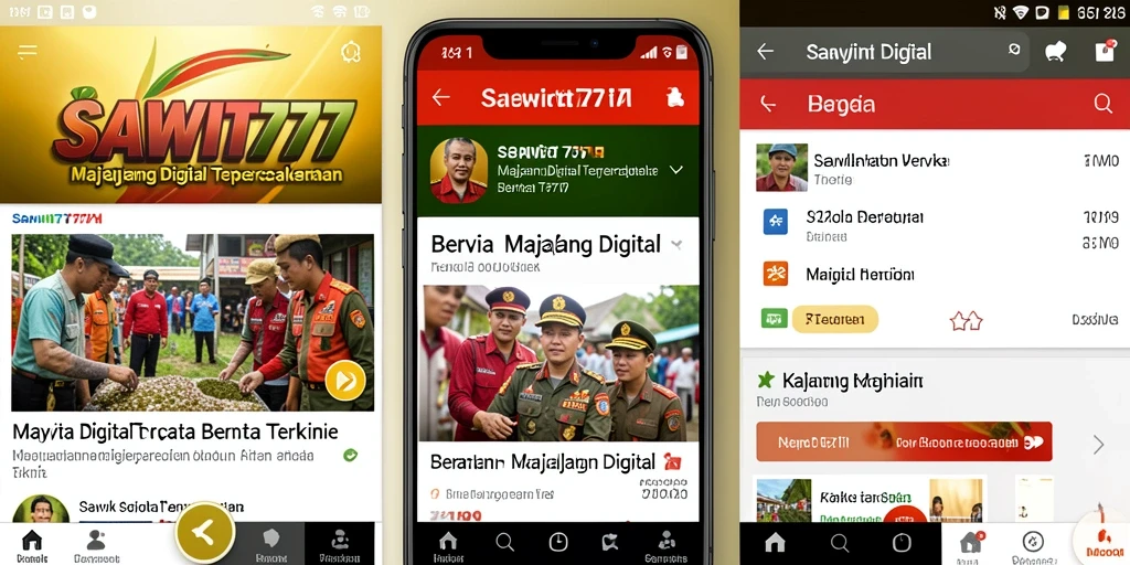Antarmuka aplikasi SAWIT777 menampilkan berita digital terbaru.