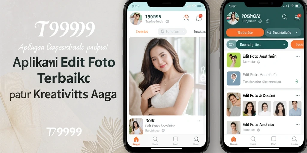 Screenshot antarmuka aplikasi T9999 untuk edit foto aesthetic.
