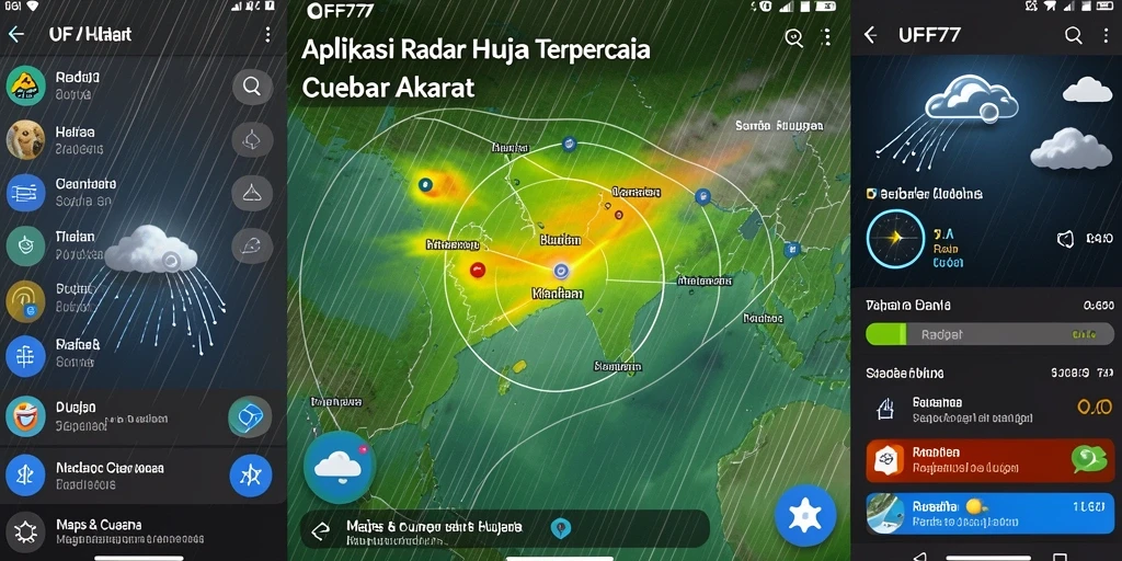 Antarmuka utama UFO77 yang menampilkan radar hujan secara jelas.