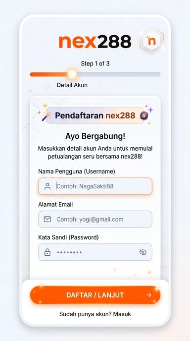 Cara Registrasi Akun Baru nex288 di Android